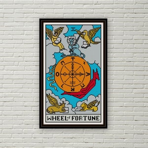 Rueda de la Fortuna Tarot Card patrón de punto de cruz PDF Punto de aguja de Arcanos Mayores