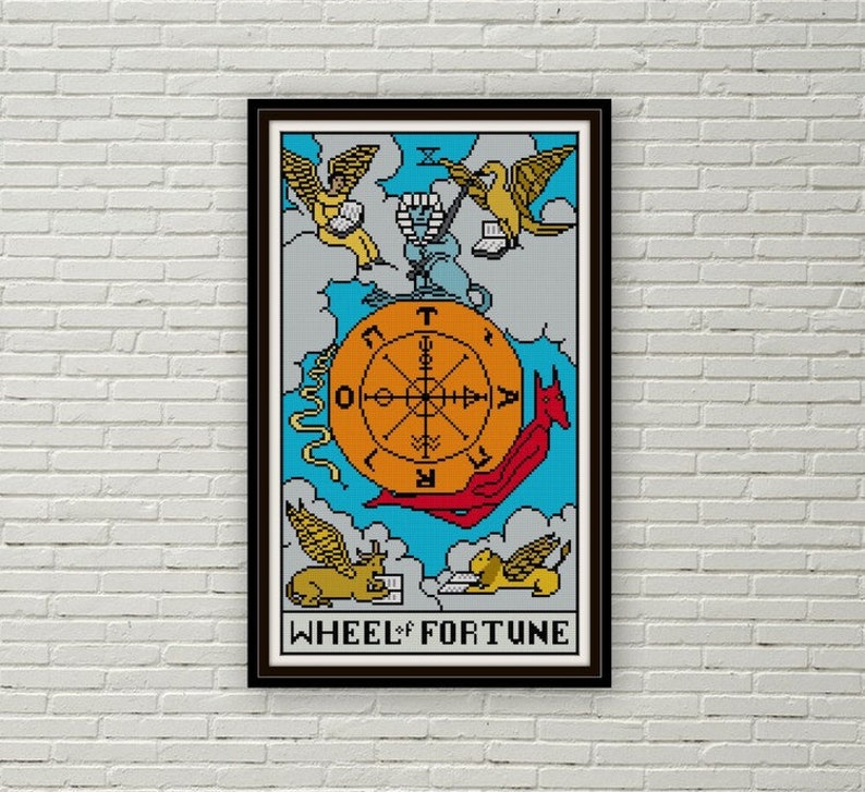 Wheel of Fortune Tarot Card Cross Stitch Pattern PDF Major Arcana