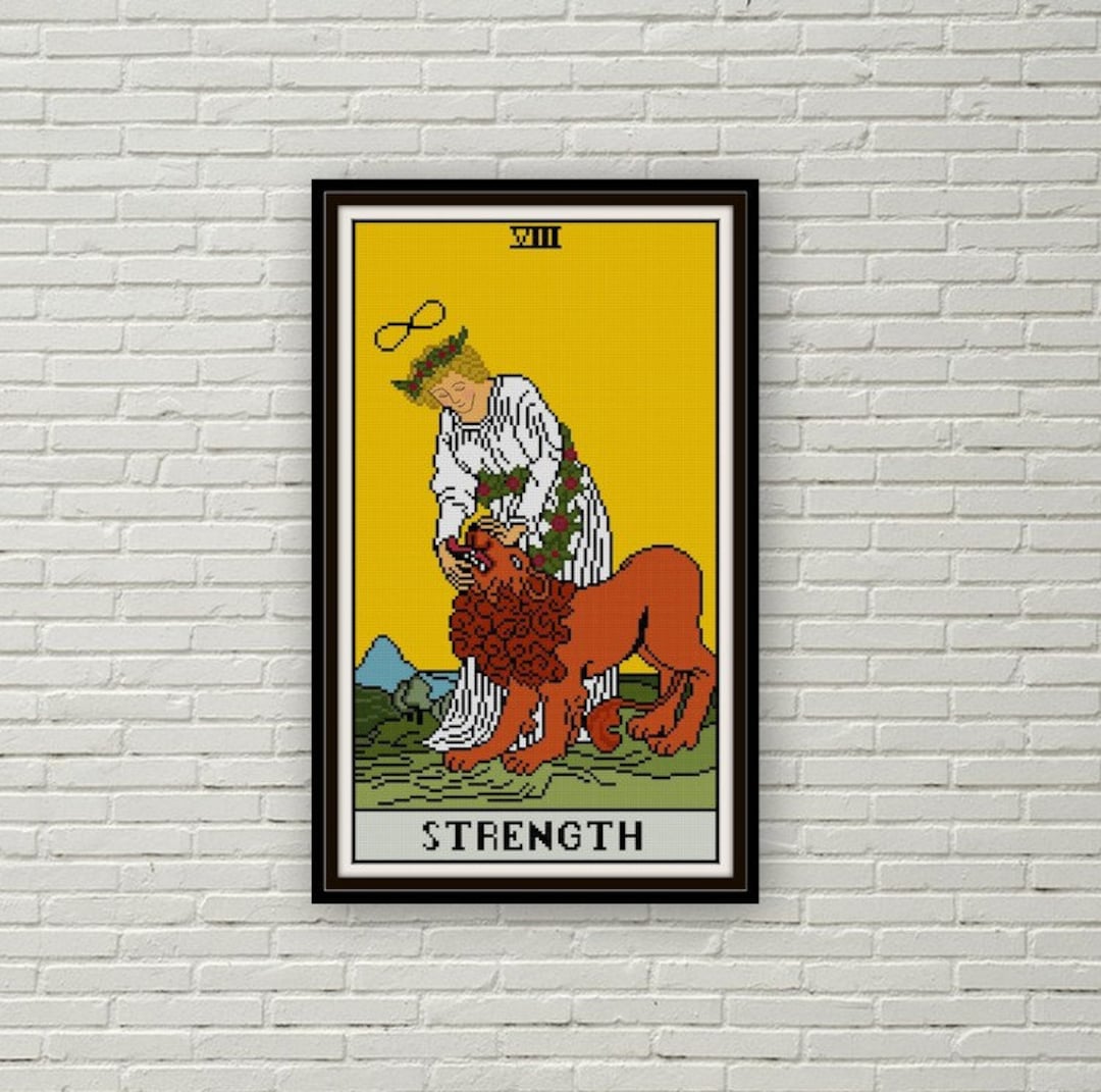 Strength Tarot Card Cross Stitch Pattern PDF Major Arcana Needlepoint