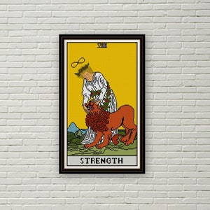 Stärke Tarot Karte Kreuzstich Stickmuster PDF Major Arcana Nadelspitze