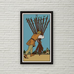 Diez de Bastos tarot patrón de punto de cruz PDF jinete waite arcanos menores punto de aguja