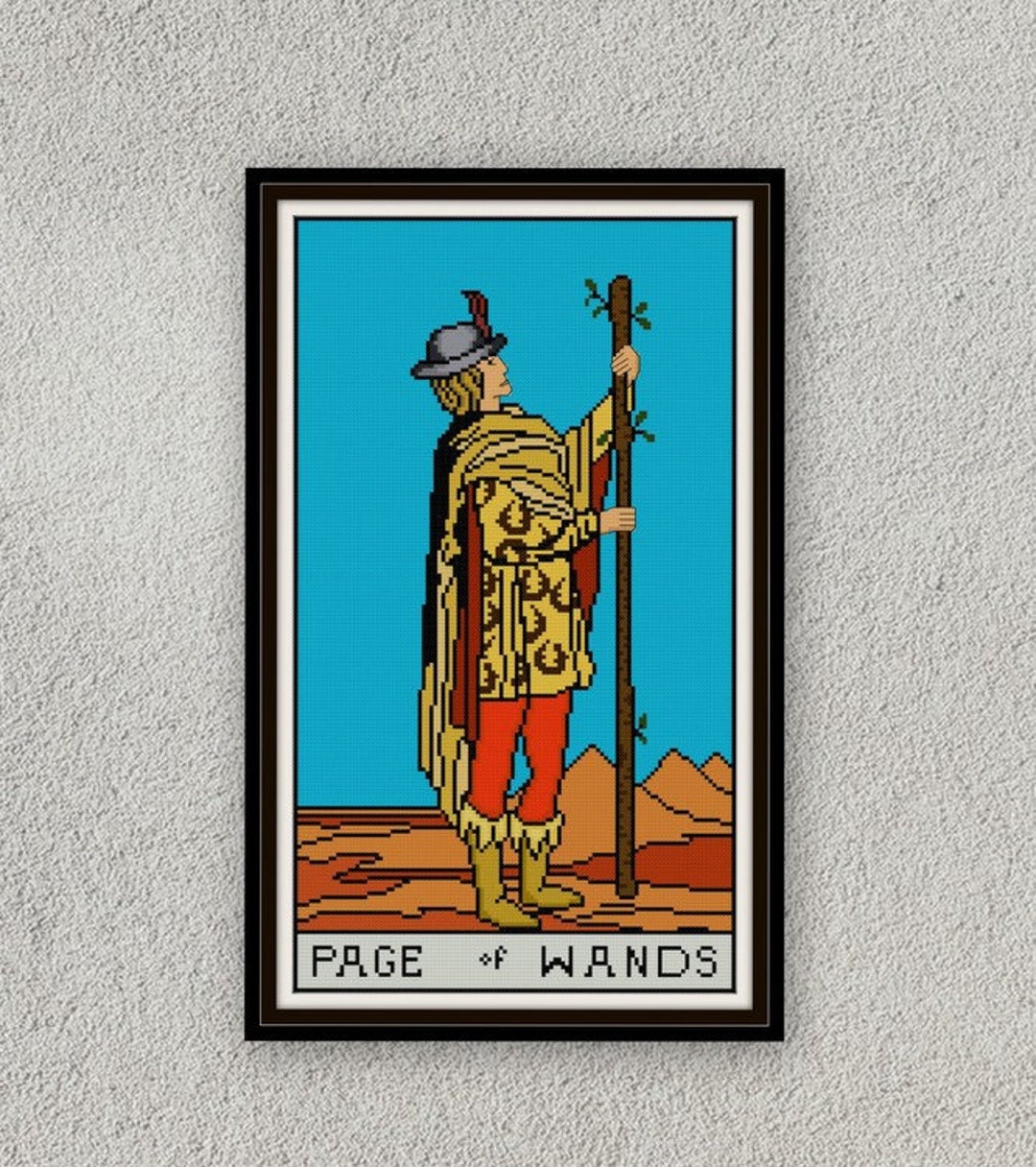 Page of Wands Tarot Cross Stitch Pattern PDF Court Card Minor Arcana - Etsy