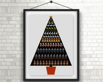 12 Days of Christmas cross stitch pattern PDF Christmas tree