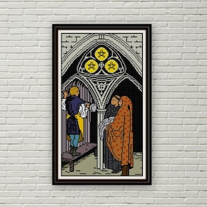 Drie van Pentakels kruissteekpatroon PDF rider waite tarot kruissteek naaldpunt