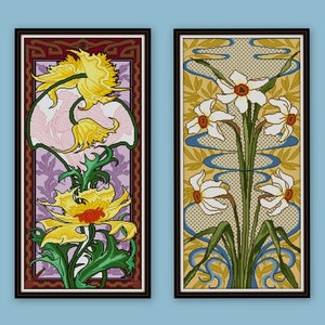 SALE Set of 8 Mary Golay floral Cross stitch patterns vintage illustrations early 1900s flowers stylized designs image 5