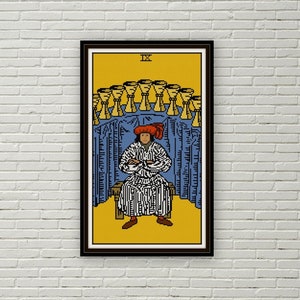 Negen van Cups tarot kruissteekpatroon PDF rider waite naaldpunt kleine arcana
