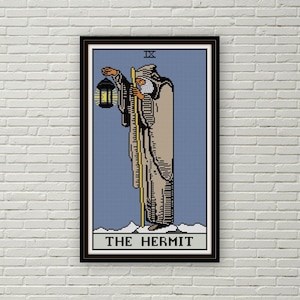 Le modèle de point de croix de la carte de tarot de l'ermite PDF Major Arcana tapisserie