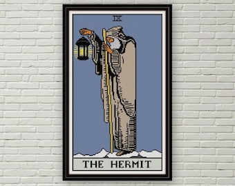 The Hermit Tarot Card cross stitch pattern PDF Major Arcana needlepoint