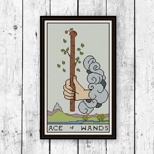 Ace of Wands Carte de Tarot modèle de point de croix pdf