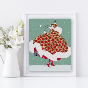 Winter Fashion Cross stitch pattern PDF / Nivose Snowy Martha Romme / art deco pattern / french republican calendar / fashion illustration