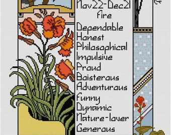 Sagittarius Zodiac Cross stitch pattern PDF November December birthday