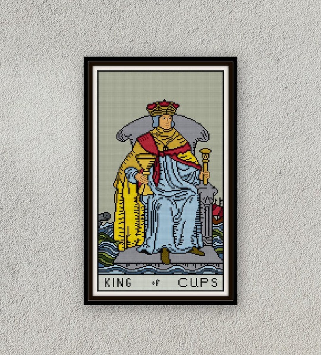 King of Cups Tarot Cross Stitch Pattern PDF Minor Arcana Tarot Card Etsy