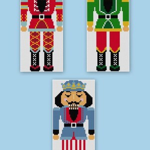 Christmas Nutcracker Cross Stitch Patterns PDF Set of 3 Red Blue and ...