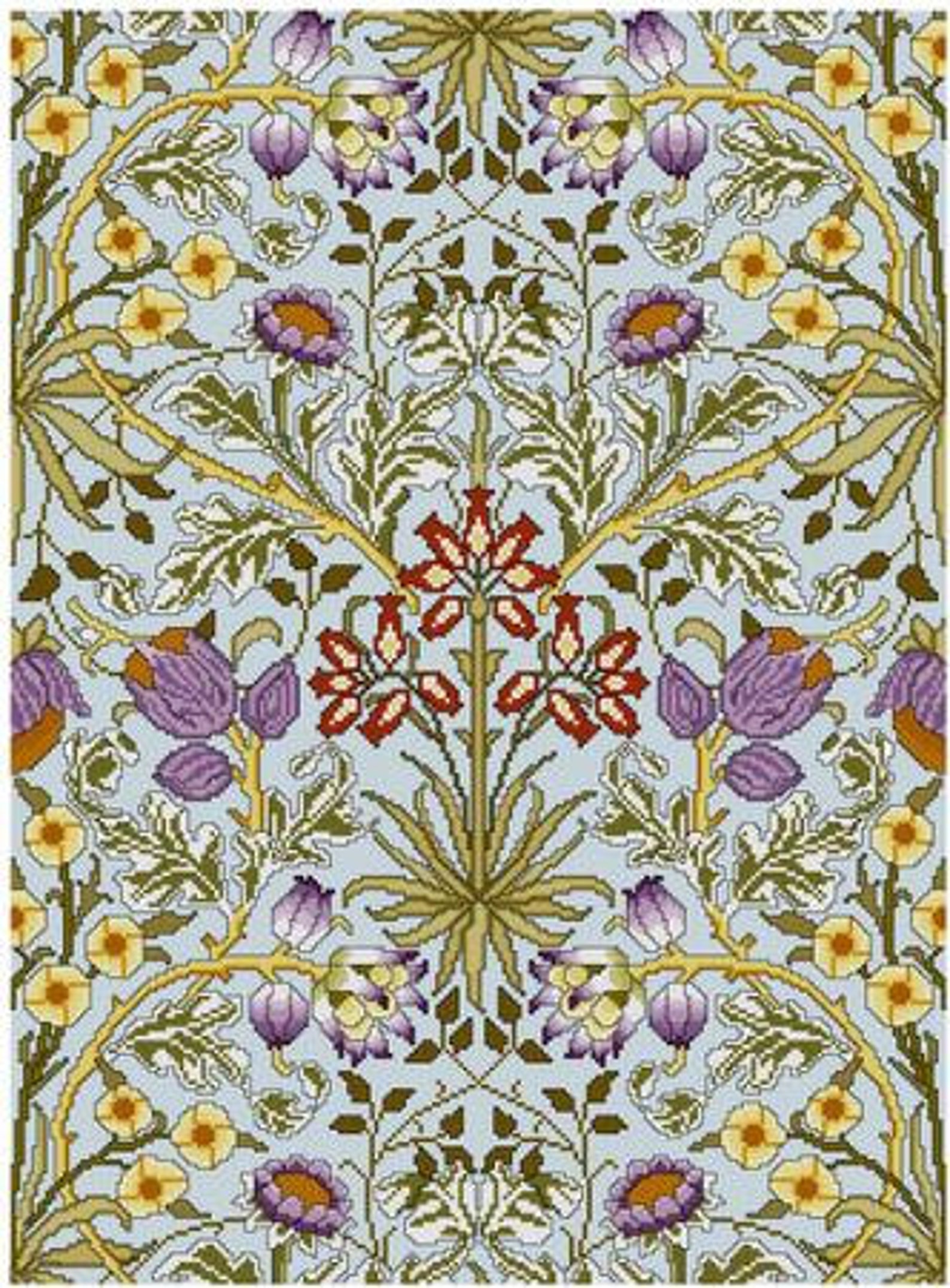 William Morris Hyacinth Wallpaper Design Cross Stitch Pattern Etsy
