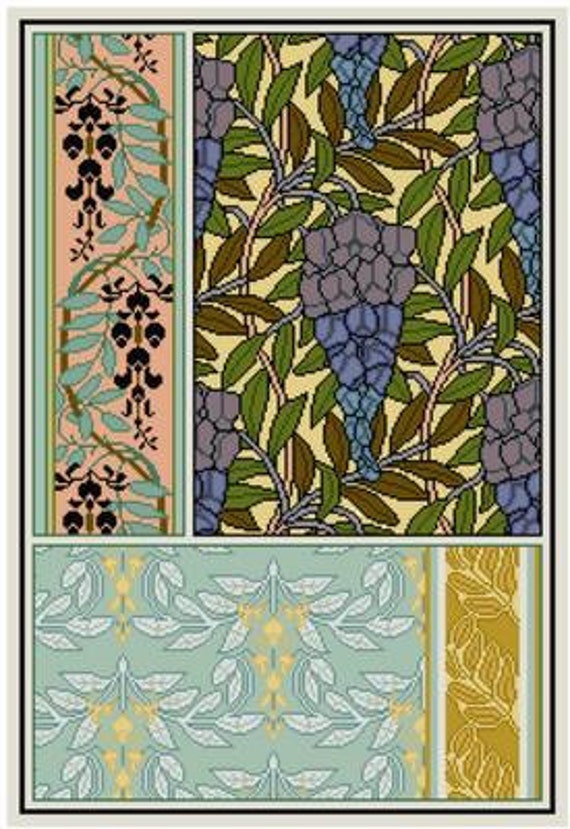 Wisteria Floral Pattern Art Nouveau Cross Stitch Pdf Wisteria Floral Pattern Art Nouveau Cross Stitch Pdf