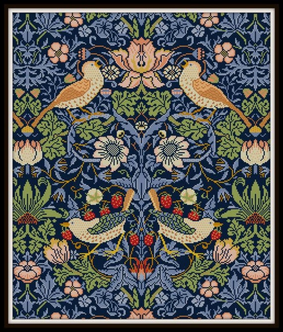 ウィリアム・モリス いちご泥棒 クロスステッチパターン PDF アート