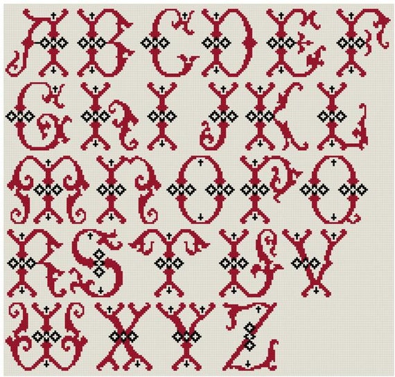 Large Letters Alphabet For Cross Stitch Monograms Pdf Pattern Etsy