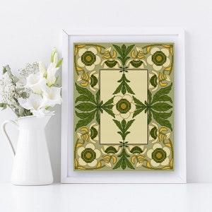 Conjunto de patrones de punto de cruz de flor de la pasión de 1902 en formato PDF Botánico Floral Art Nouveau Diciembre
