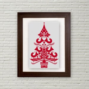 Arte popolare scandinava sagoma dell'albero di Natale schema punto croce PDF / schema albero di Natale in stile folk