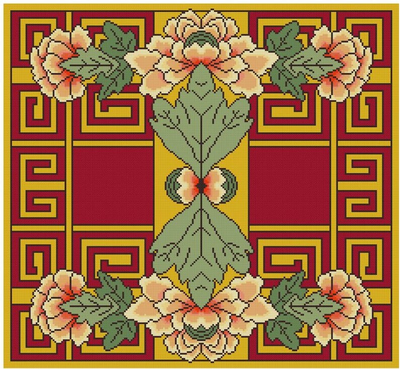 Asian Chrysanthemum Cross Stitch pattern PDF Asian cross Etsy