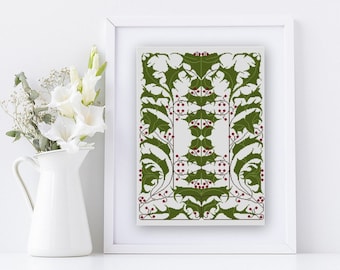 Art Nouveau Holly Berry Cross Stitch pattern PDF vintage German Calendar illustration early 1900s