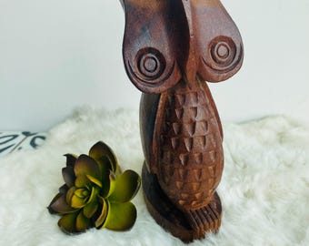 Vintage Wood Owl, Boho Decor, Natural Decor