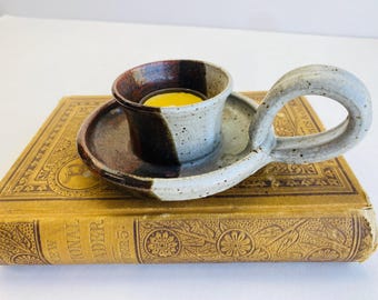 Pottery Candle Holder, Finger loop,