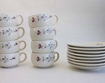 Franciscan Duet Coffee Cups with Saucers, Set of 8, Earthenware