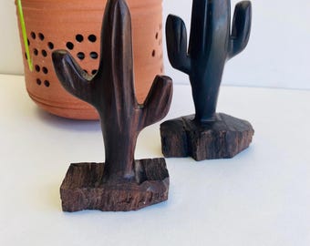 Ironwood Cactus, Vintage Cactus, Hardwood Sculpture, Set of 2