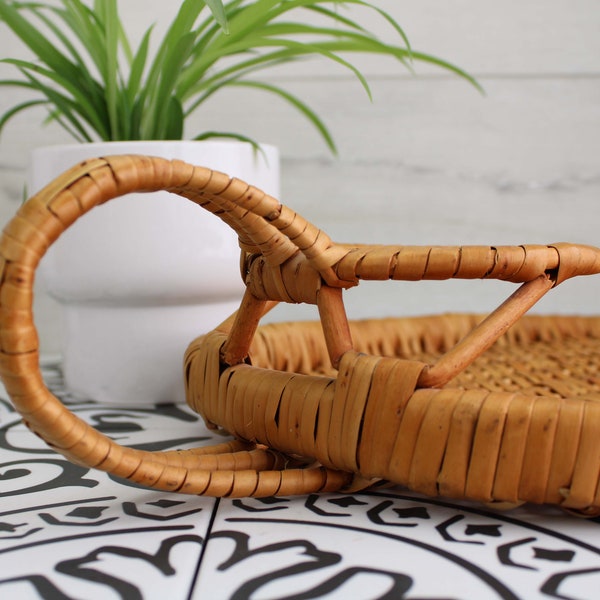 Vintage Chip and Dip Tray, Rattan Chip and Dip Tray,