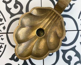 Vintage Brass Leaf Candlestick Holder, Made in Sweden