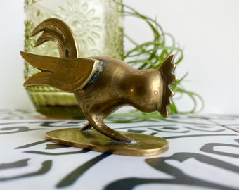 Vintage Brass Rooster, Brass Chicken