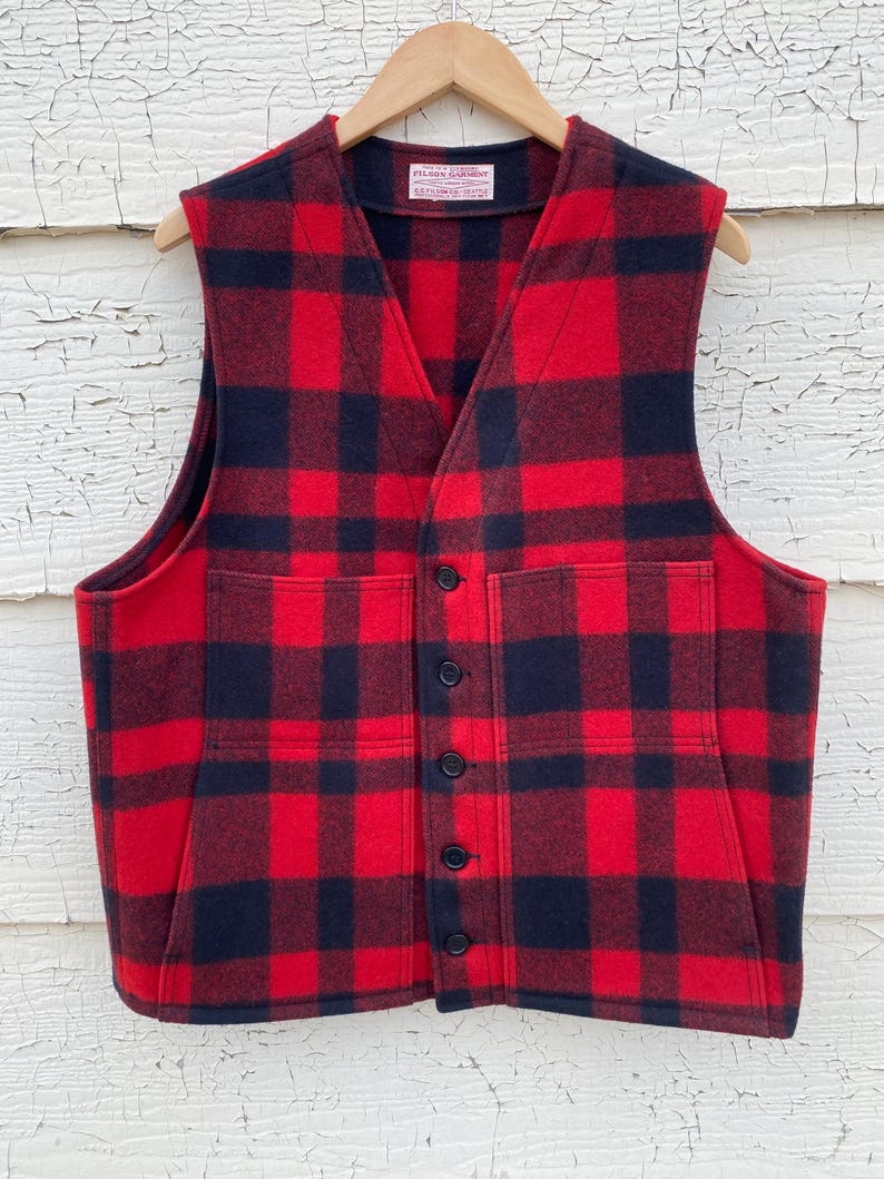 Vintage Filson Mackinaw Vest, 100% Virgin Wool, Made in USA image 1