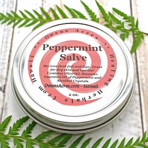 Peppermint Salve / Great for Tired Feet / Herbal Salve / Chest Rub /  Peppermint, Salve / Peppermint Lip Balm / Cooling Salve