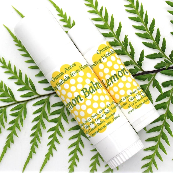 LEMON BALM / Healing and Soothing Lip Balm - Twist Up Tubes, Lip Balm, Chapped Lips, Dry Lips, Relaxation Gift, Melissa Officinalis