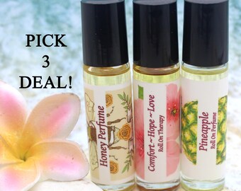 PICK ANY 3 Roll On Perfumes / DEAL!!! / Roll On Perfume / Aromatherapy Oil / Essential Oils / Tropical Scents