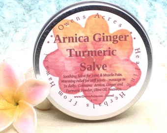 ARNICA GINGER Turmeric Salve / Herbal Salve for Joint Stiffness / Turmeric Salve / Arnica Salve / Ginger Salve / Salve
