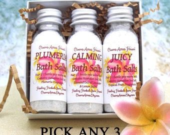 Hawaiian Sea Salts 3 PAK / 8 Scents / Self Care Gift / Dry Skin Relief / Aromatherapy Gift / Gift Basket / Thank You Gift