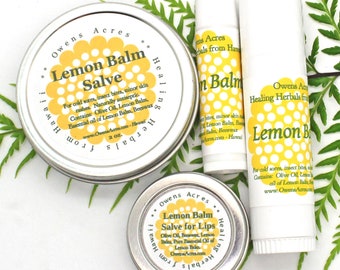 Lemon Balm Set / Gift Set for Dry Lips and Skin / Dry Lips, Chapped Lips, Lip Balm, Insect Bites, Lemon Balm, Handmade Lip Balm