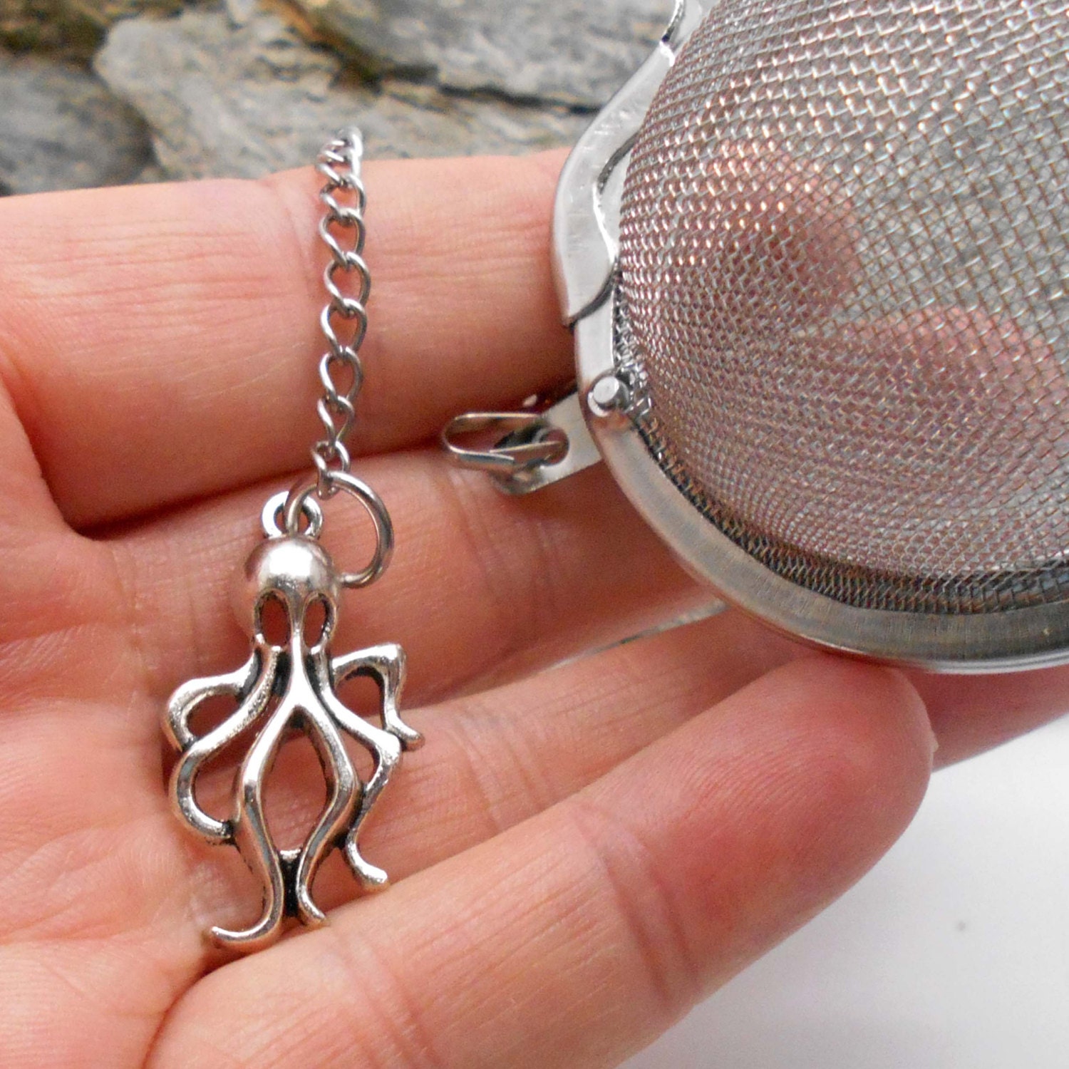 Tea Ball Infuser with Octopus Charm Tea Ball Tea Strainer Etsy Tea Ball Infuser with Octopus Charm Tea Ball Tea Strainer Etsy