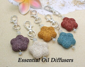 Lava Diffuser Clip / ALOHA FLOWER / Essential Oil Diffuser / Car Diffuser / Pet Collar Charm / Lava Bead Diffuser / Essential Oil Bead