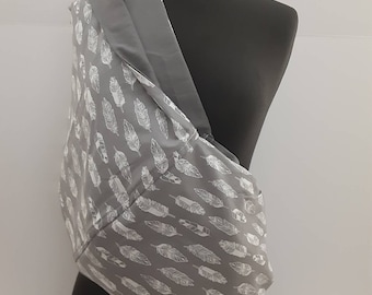Baby Sling  Baby Carrier - Gray and White Feather Baby Sling, Choose Your Lining Color