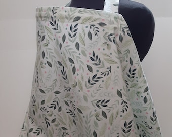 Nursing Cover, Breastfeeding Cover up, Green Leaves Nursing cover up, Dried Floral Bohemian