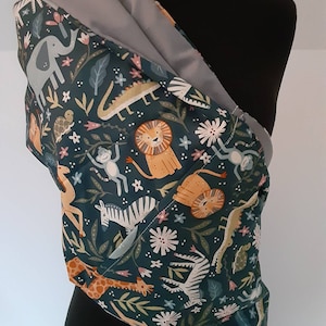 Baby Sling  Baby Carrier - Green Jungle Animal Baby Sling, Choose Your Lining Color