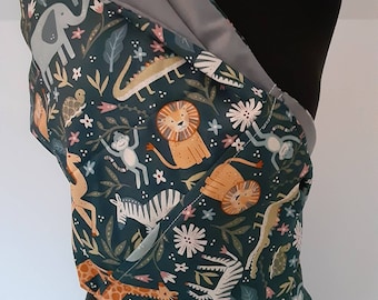 Green Jungle Animal Baby Sling: Reversible Cotton Carrier