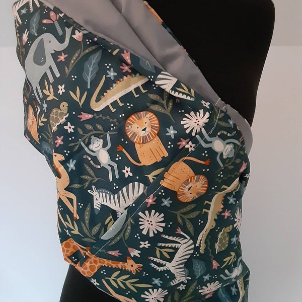 Baby Sling  Baby Carrier - Green Jungle Animal Baby Sling, Choose Your Lining Color