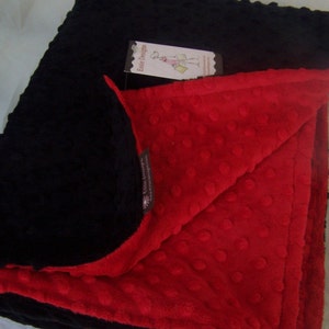 Minky Blanket, Baby Blanket, Crib Blanket, Baby Gift- Red and Black Blanket  35 x 30