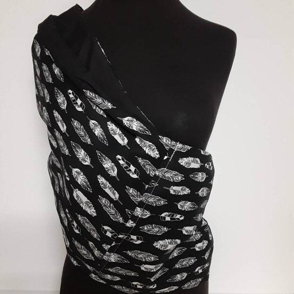 Baby Sling  Baby Carrier - Black and White Feather Baby Sling, Choose Your Lining Color