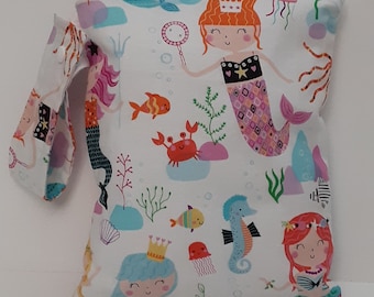 Mermaid Fabric Wet Bag: Swim, Diaper, or Gym Bag