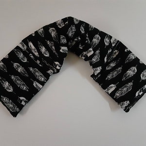 Rice Heating Pad, Heating Pack, Heated Neck Wrap, Microwave Heating Pad, Flax seed, Scented or Unscented BLACK FEATHER